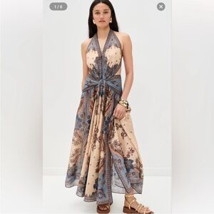 Zimmermann ascension plunge halter maxi dress